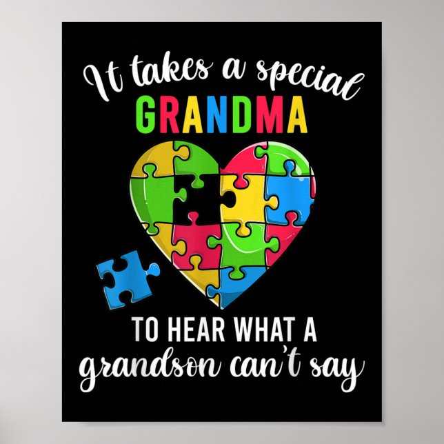 Heart Puzzle Shirt, Grandma Autism Awareness Poster (Framsidan)