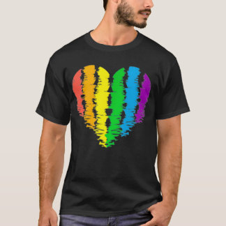 Heart Rainbow Colors Minimalistic Pocket Design T Shirt