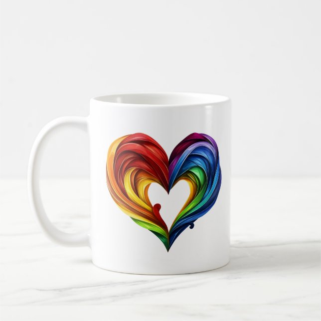 Heart Rainbow Färg Kaffemugg (Vänster)