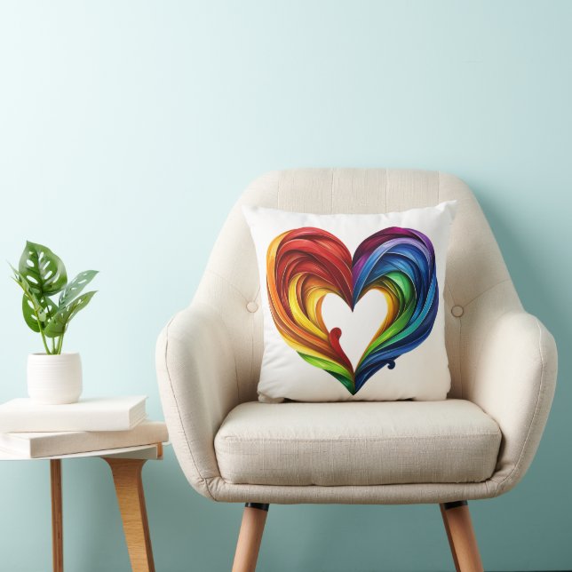 Heart Rainbow Färg Kudde (Stol)