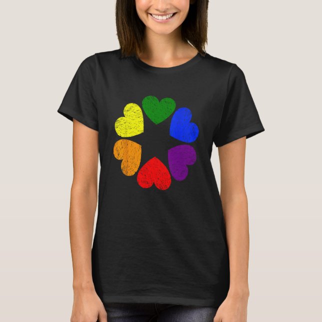Heart Rainbow Flag LGBT Gay Pride Month Support LG T Shirt (Framsida)