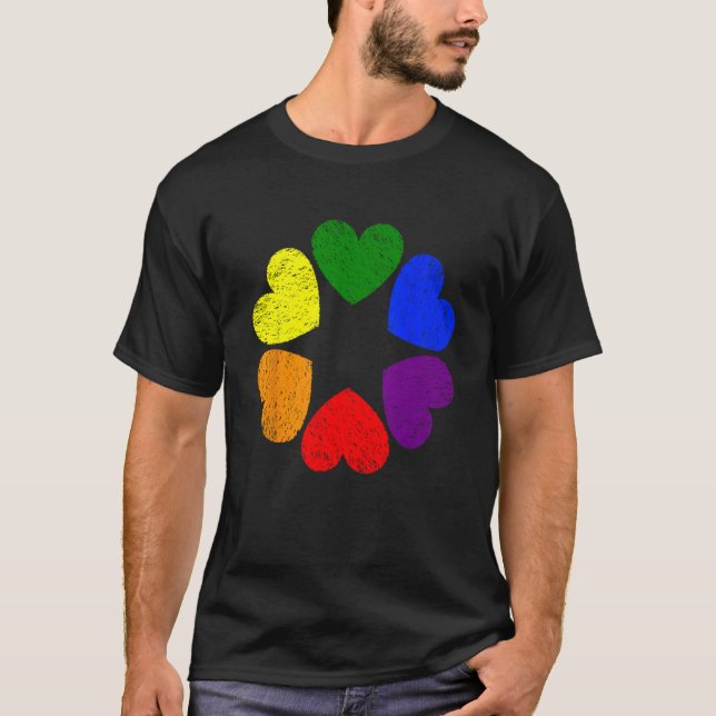 Heart Rainbow Flag LGBT Gay Pride Month Support LG T Shirt (Framsida)