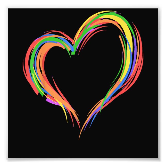 Heart Rainbow Flagga LGBT Gay Les Pride Support LG Fototryck (Framsidan)