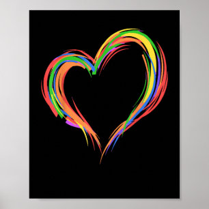 Heart Rainbow Flagga LGBT Gay Les Pride Support LG Poster