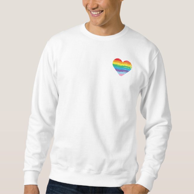 HEART Rainbow LGBTQIA Flagga, Gay pride T-Shirt Lång Ärmad Tröja (Framsida)