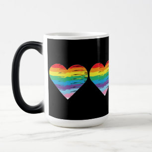 HEART Rainbow LGBTQIA Flagga, Pride Brev Magisk Mugg