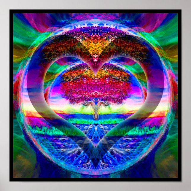 Heart Rainbow Livets träd Poster (Framsidan)