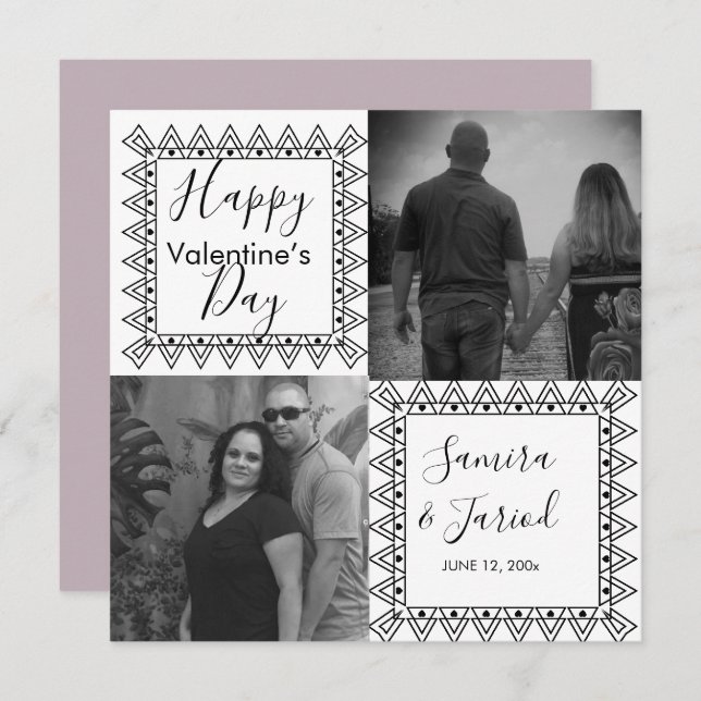 Heart Ram Black White Photo Valentine Day Card (Fram/baksida)