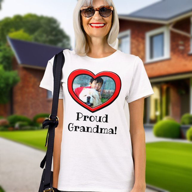 Heart Ram Grandma Photo Mors dag Personlig T Shirt (proud grandma photo heart tshirt)