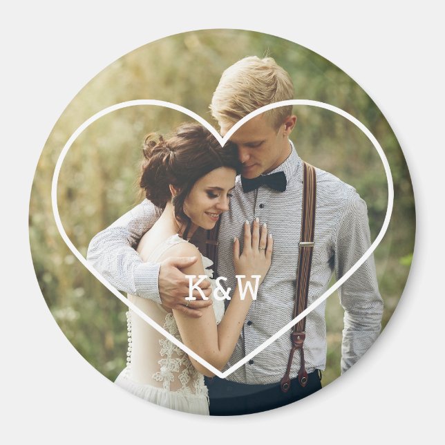 Heart Ram Monogrammed Photo Magnet (Framsidan)