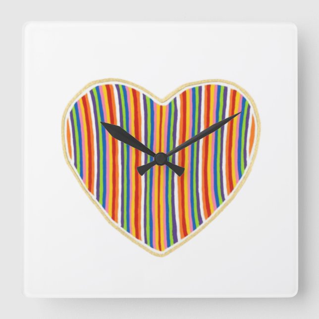 Heart Rand Wall Clock Fyrkantig Klocka (Framsida)