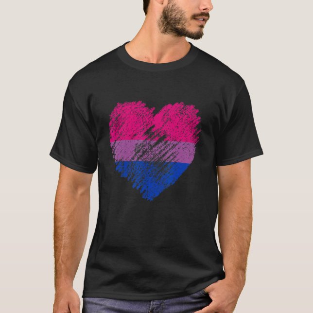 Heart Retro LGBT Pride Month Support LGBTQ Flag Bi T Shirt (Framsida)
