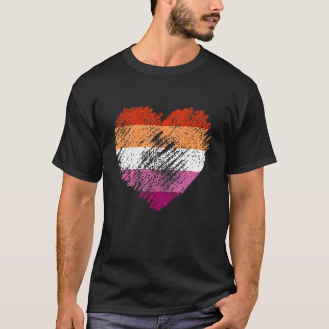 Heart Retro LGBT Pride Month Support LGBTQ Flag Le T Shirt (Framsida)