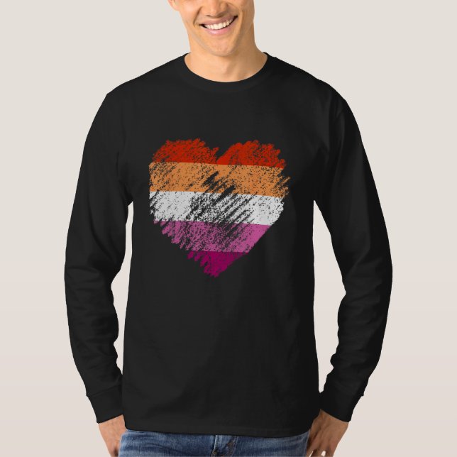 Heart Retro LGBT Pride Month Support LGBTQ Flag Le T Shirt (Framsida)