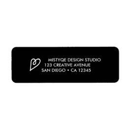 Heart Return-adressetikett i svart Returadress Etikett