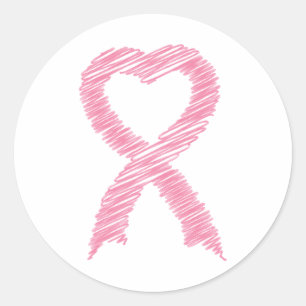 Heart Ribbon Scribble Sticker Runt Klistermärke