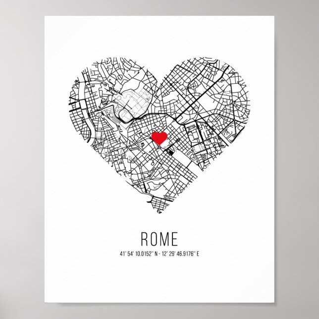 Heart Rom City Karta (Italien) Poster (Framsidan)