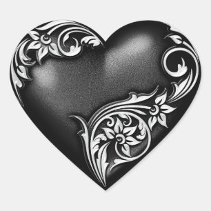 Heart Rulla Black Hjärtformat Klistermärke