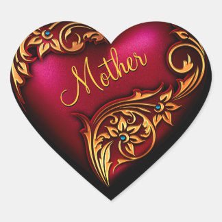 Heart Rulla Red Guld Personlig Hjärtformat Klistermärke