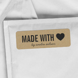 Heart Rustic Made med Kärlek Faux Kraft Returadress Etikett