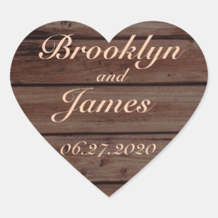 Heart Rustic Wedding Stickers Hjärtformat Klistermärke