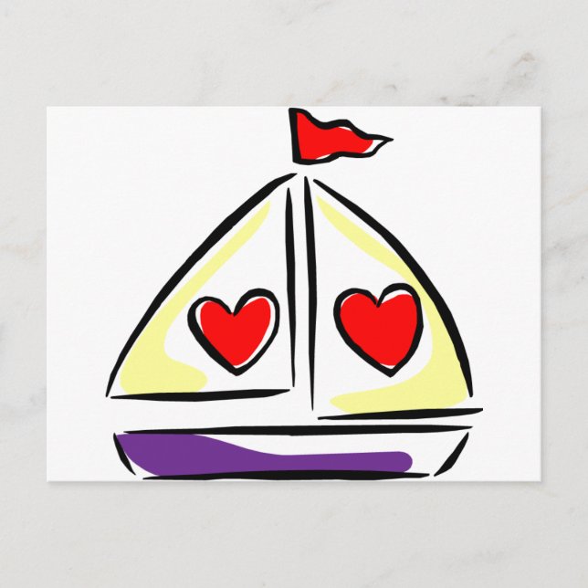 Heart Sailboat Vykort (Framsida)