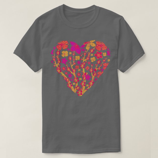 Heart Sakura Japansk Flower 80s Vaporwave Cherry T Shirt (Design framsida)