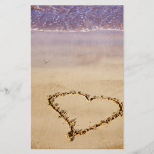 Heart Sand Beach Ocean Romantic Valentine - Anpass Brevpapper