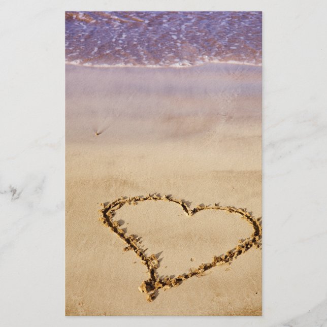 Heart Sand Beach Ocean Romantic Valentine - Anpass Brevpapper (Framsida)