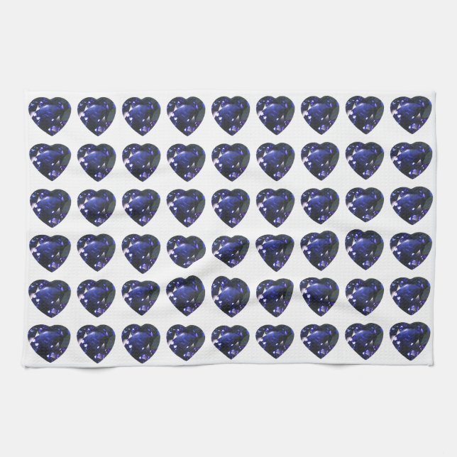 Heart Sapphire Blue Kökshandduk (Horisontell)