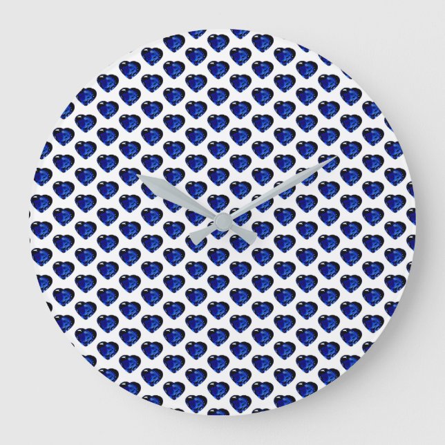 Heart Sapphire Blue Large Clock Stor Klocka (Framsida)