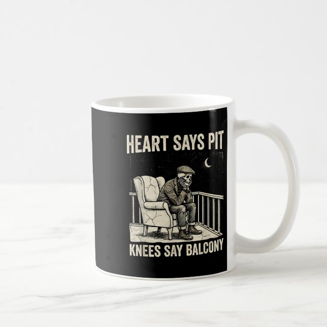 Heart Says T Knees Say Balcony Funny Old Men Music Kaffemugg (Höger)