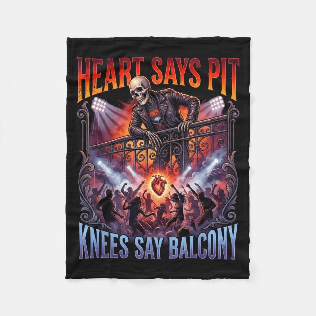 Heart Says T Knees Say Balcony Funny Old Skeleton  Fleecefilt (Framsidan)
