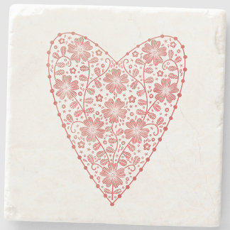 Heart Scandinavian Red White Stenunderlägg