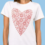 Heart Scandinavian Red White T Shirt<br><div class="desc">Skandinaviskt folk i stil är blommigtens modernt hjärtdesign i rött och vitt. Originalkonst av Nic Squirrell.</div>