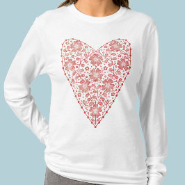 Heart Scandinavian Red White T Shirt