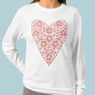 Heart Scandinavian Red White T Shirt