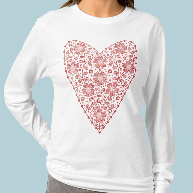 Heart Scandinavian Red White T Shirt (Skapare uppladdad)
