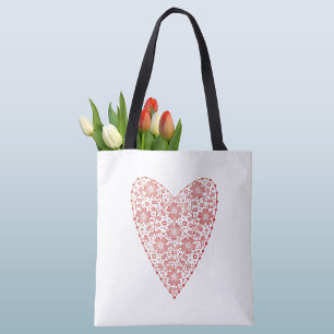 Heart Scandinavian Red White Tygkasse