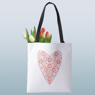 Heart Scandinavian Red White Tygkasse