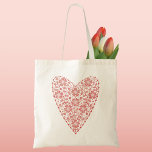 Heart Scandinavian Red White Tygkasse<br><div class="desc">Skandinaviskt folk i stil är blommigtens modernt hjärtdesign i rött och vitt. Originalkonst av Nic Squirrell.</div>