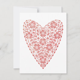 Heart Scandinavian Red White Valentine Anteckningskort