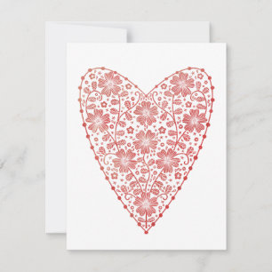Heart Scandinavian Red White Valentine Anteckningskort