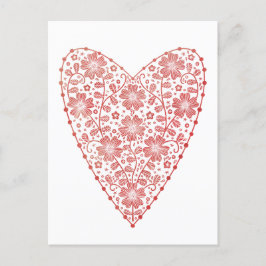 Heart Scandinavian Red White Vykort