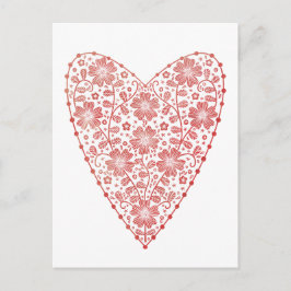 Heart Scandinavian Red White Vykort