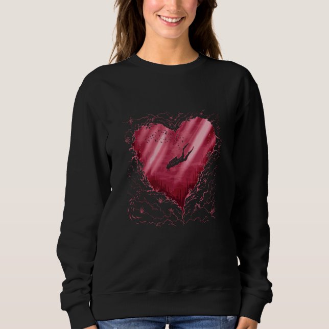 Heart Scuba Diving Diver Ocean Valentines Day Moth T Shirt (Framsida)