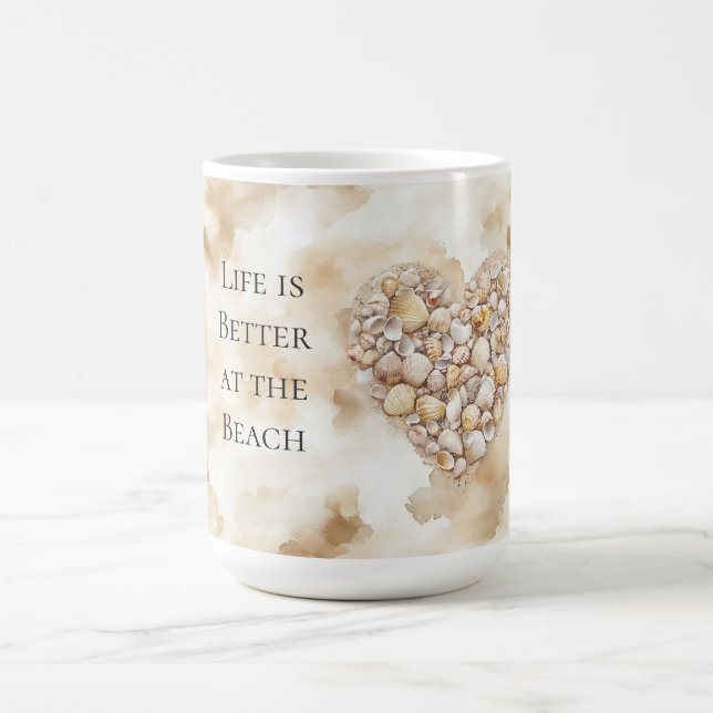 Heart Sea Shells Sand Kaffemugg (Center)