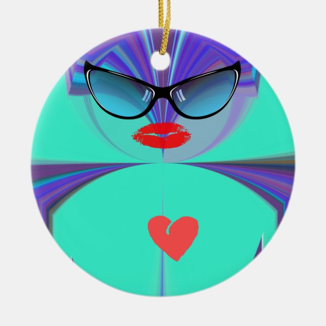 Heart Selfie Julgransprydnad Keramik (Framsidan)