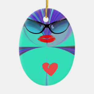 Heart Selfie Julgransprydnad Keramik