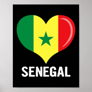 Heart Senegal Flagga Manar Women Kids Patriotic Poster